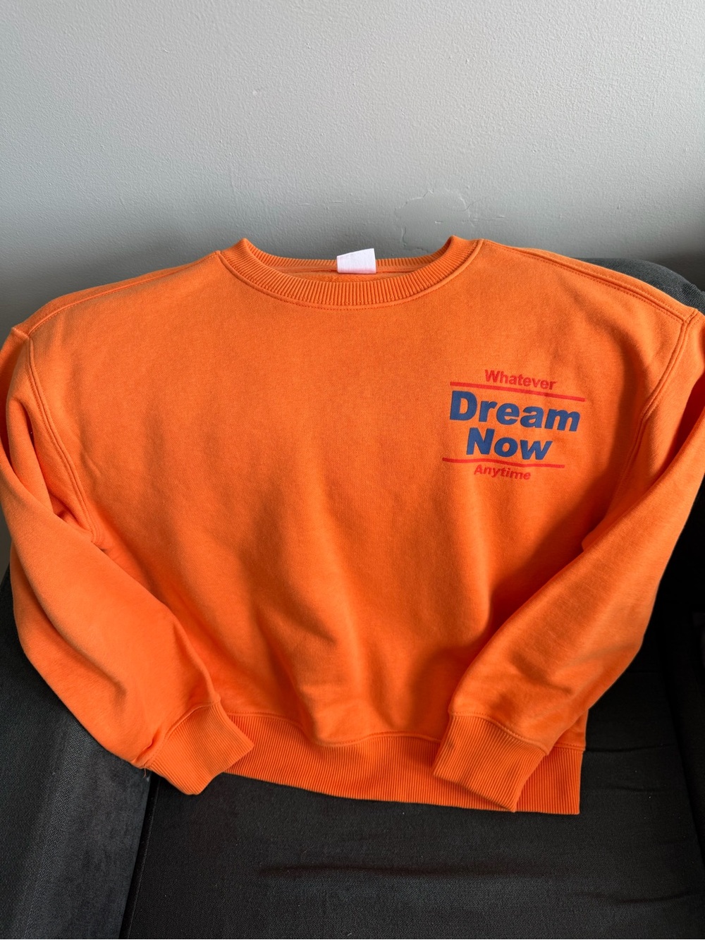 Zara Orange 'Dream Now' Graphic Crewneck
